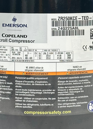 Copeland Compressor ZR250KCE-TED-522