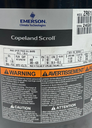 Copeland Compressor ZR61KCE-TFD-522