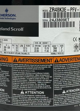 Copeland Compressor ZR48K3E-PFV-522