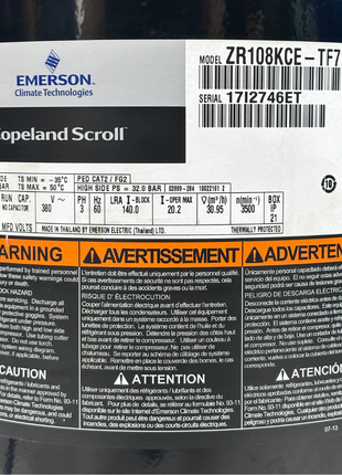 Copeland Compressor ZR108KCE-TF7-522