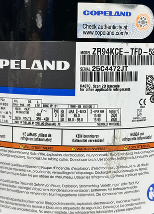 Copeland Compressor ZR94KCE-TFD-522 THAI