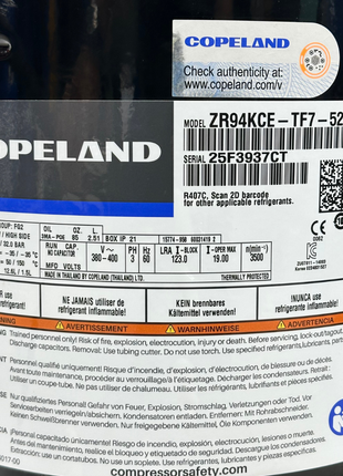 Copeland Compressor ZR94KCE-TF7-522 THAI