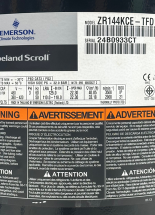 Copeland Compressor ZR144KCE-TFD-522 THAI