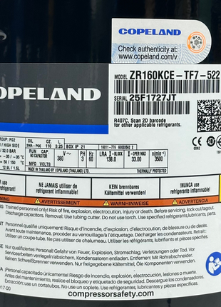Copeland Compressor ZR160KCE-TF7-522 THAI
