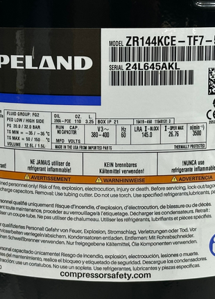 Copeland Compressor ZR144KCE-TF7-522 USA