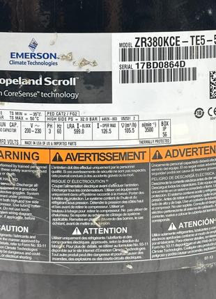 Copeland Compressor ZR380KCE-TE5-522