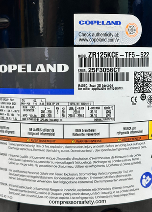 Copeland Compressor ZR125KCE-TF5-522 THAI