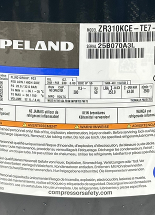 Copeland Compressor ZR310KCE-TE7-522