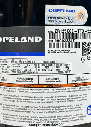 Copeland Compressor ZR125KCE-TFD-522