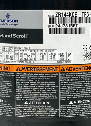 Copeland Compressor ZR144KCE-TF5-522