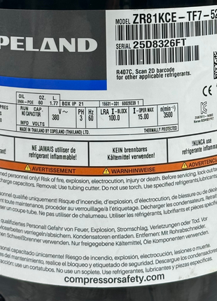 Copeland Compressor ZR81KCE-TF7-522