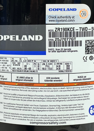 Copeland Compressor ZR190KCE-TWD-550