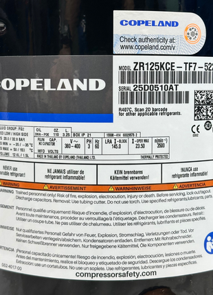 Copeland Compressor ZR125KCE-TF7-522