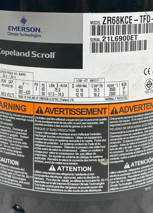 Copeland Compressor ZR68KCE-TFD-522