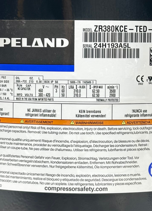 Copeland Compressor ZR380KCE-TED-522