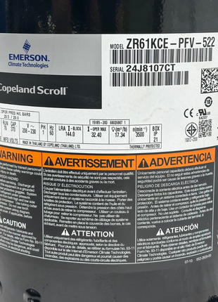 Copeland Compressor ZR61KCE-PFV-522