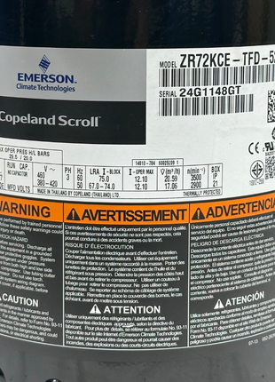 Copeland Compressor ZR72KCE-TFD-522