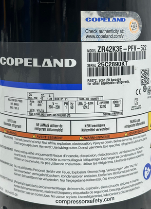 Copeland Compressor ZR42K3E-PFV-522