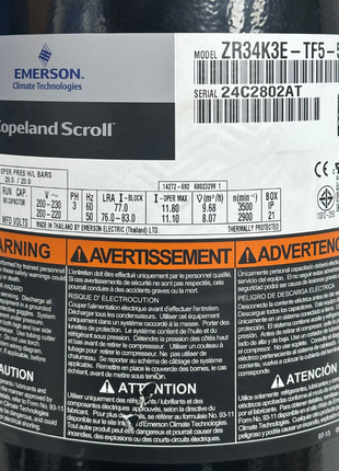 Copeland Compressor ZR34K3E-TF5-522